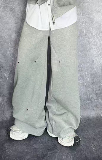 Deconstructed Structured Heavyweight Hooded Jacket & Wide Leg Pants Setup WN27845