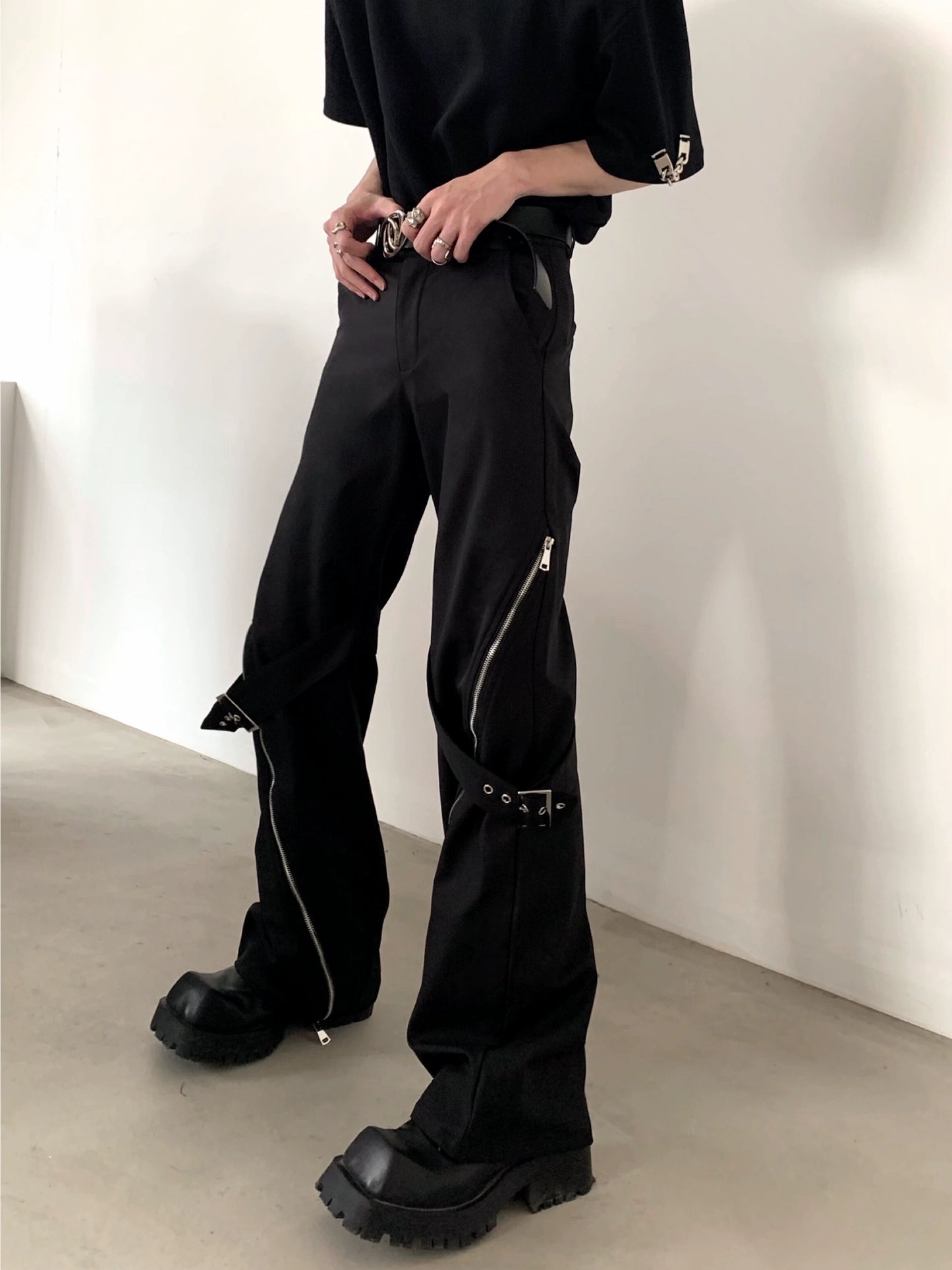 Zipper Design Straight Trousers WN5977