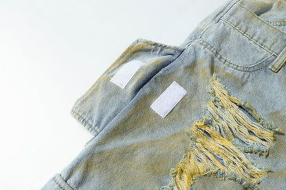 Double Waist Ripped Frayed Wide Leg Half Pants WN27873