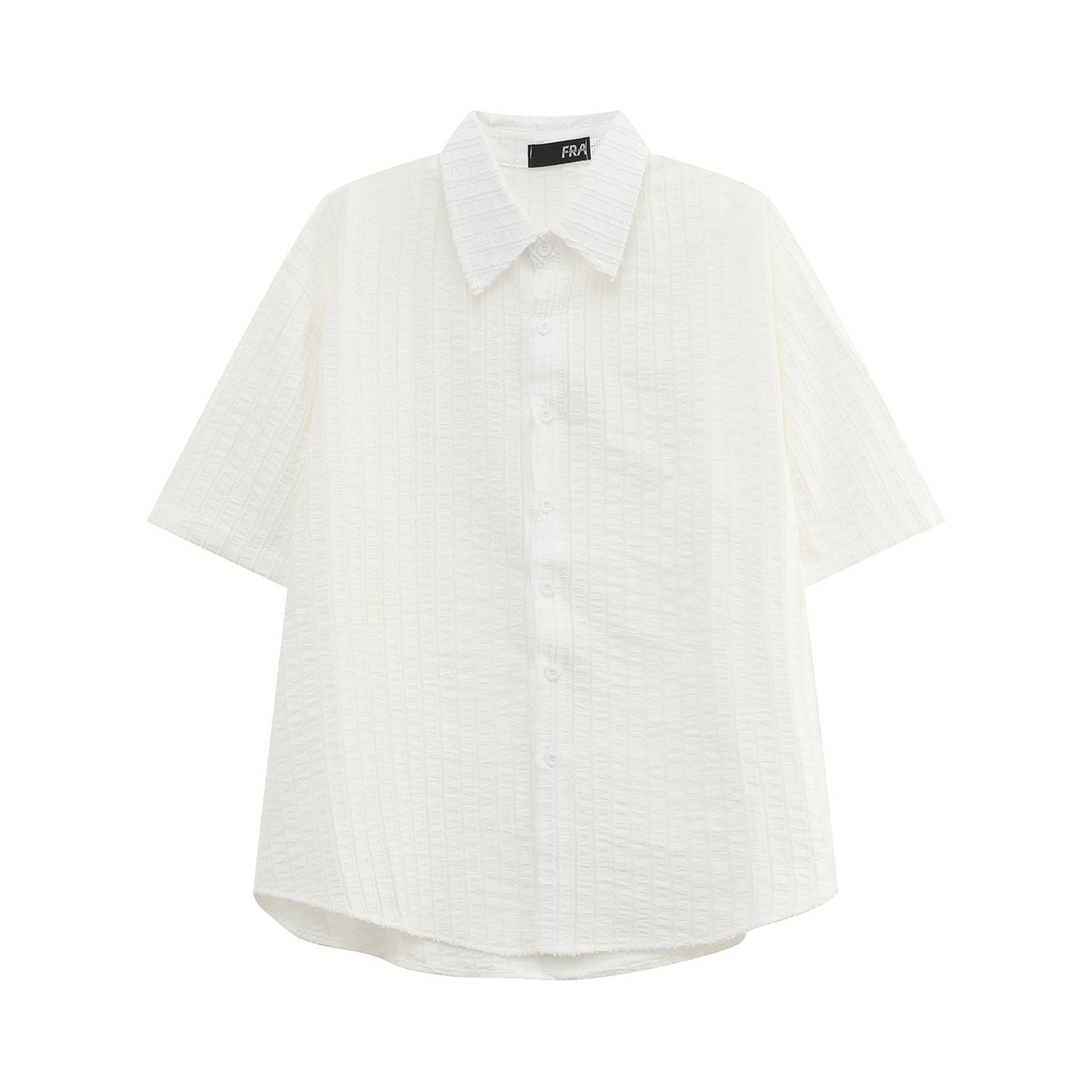 Stripe Texture Open Collar Short Sleeve Shirt WN24923