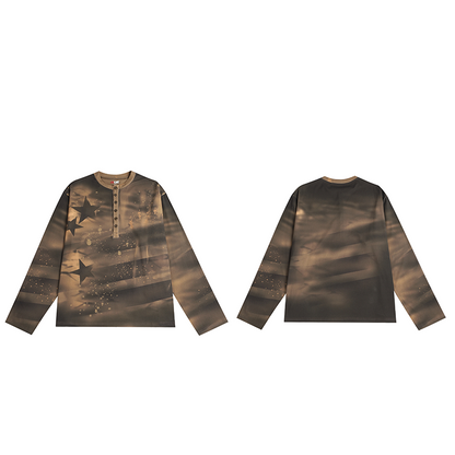 Graffiti Star Print Long Sleeve T-Shirt WN17146