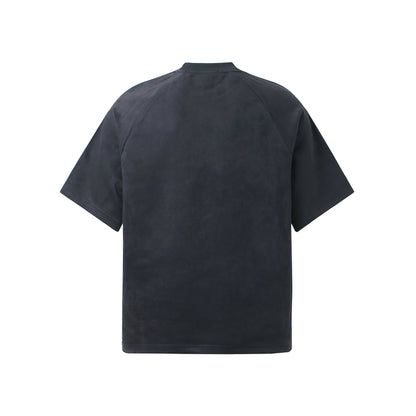 Color Block Suede Logo Short Sleeve T-Shirt WN25977