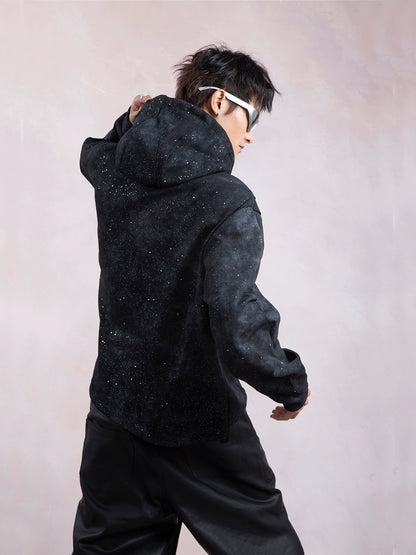 Dyed Shoulder Pad Print Hoodie WN9302