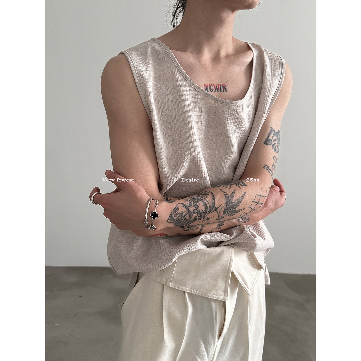Draping Oversize Sleeveless T-Shirt WN15290
