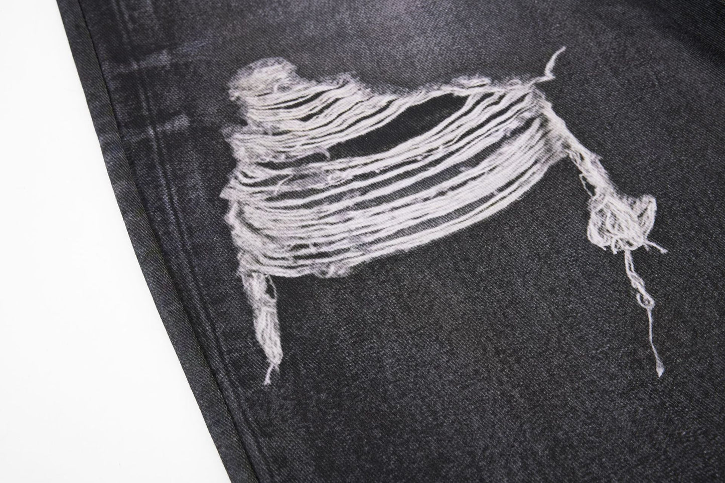 Star Damage Washed Wide Leg Denim Jeans WN25519