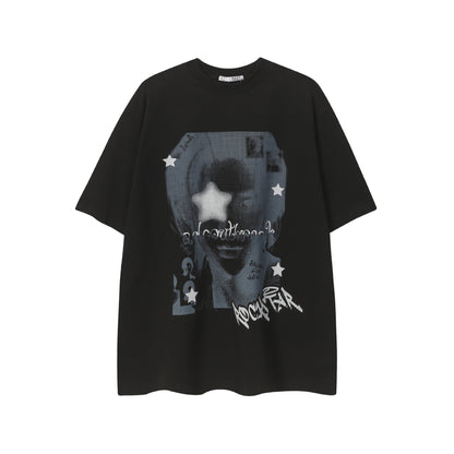 Oversize Portrait Print Short Sleeve T-Shirt WN25380