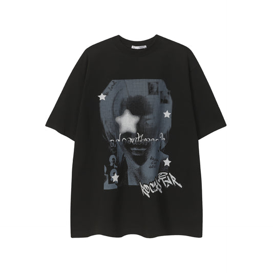 Oversize Portrait Print Short Sleeve T-Shirt WN25380