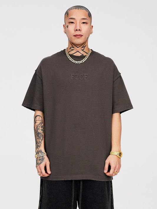 Embossed Lettering Oversize Cotton T-shirt WN12165