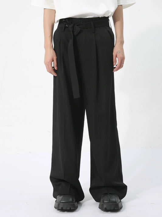 Belted Wide-Leg Straight Trousers WN7472