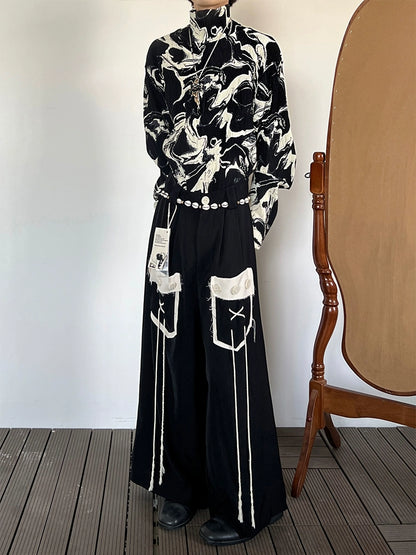 Fringe Draping Wide Leg Pants WN19971