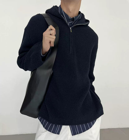 Half Zipper Knit Hoodie WN21526