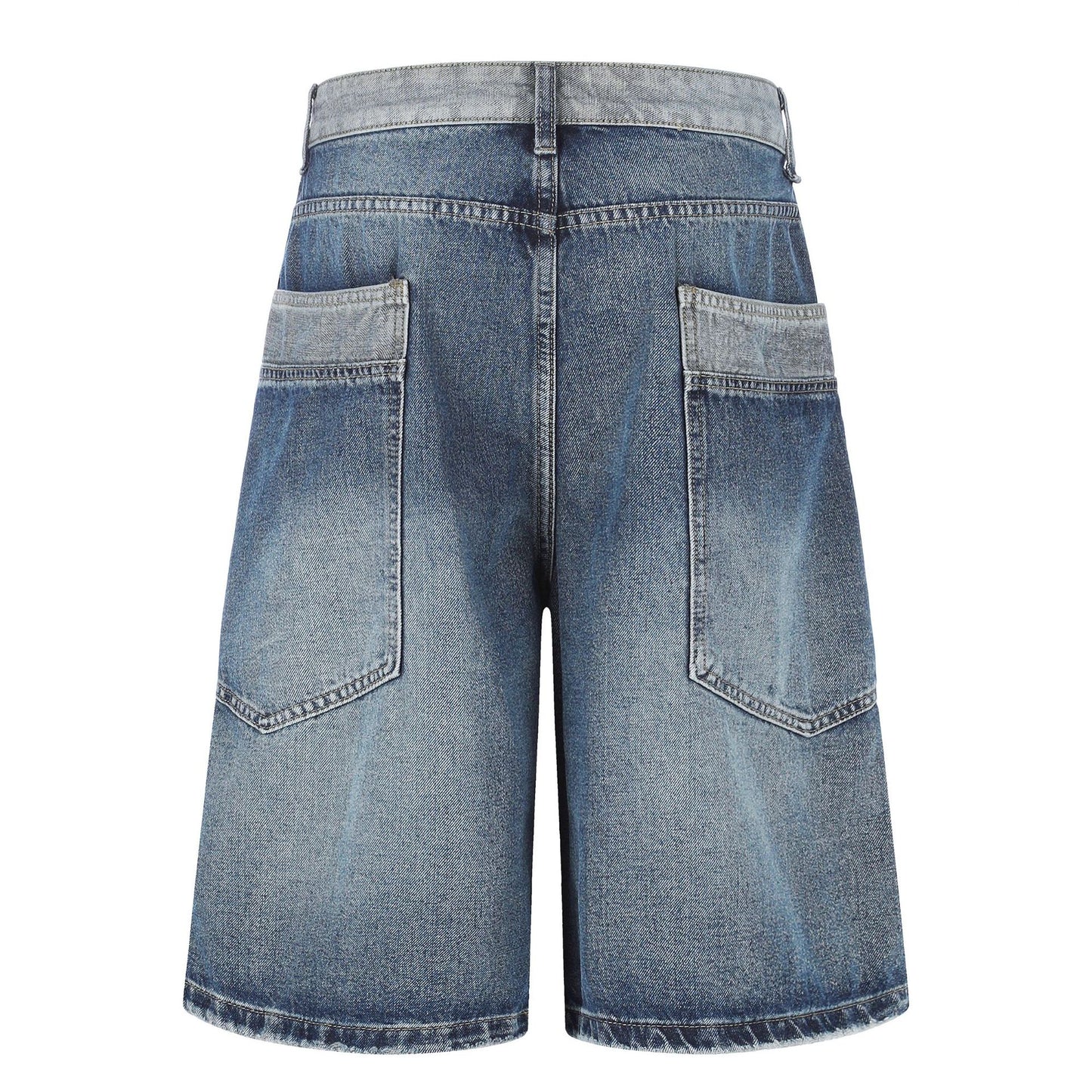 Color Block Washed Wide Leg Denim Half Jeans WN25961