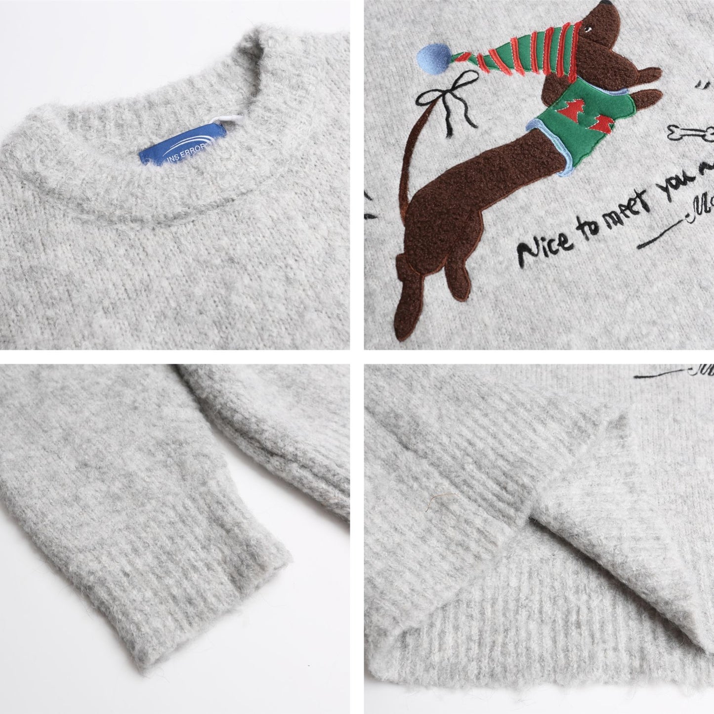 Christmas Dog Embroidery Knit Sweater WN26843