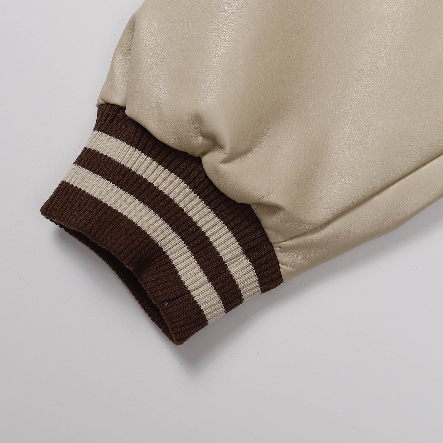 Letter Embroidery PU Leather Patchwork Baseball Jacket WN11573