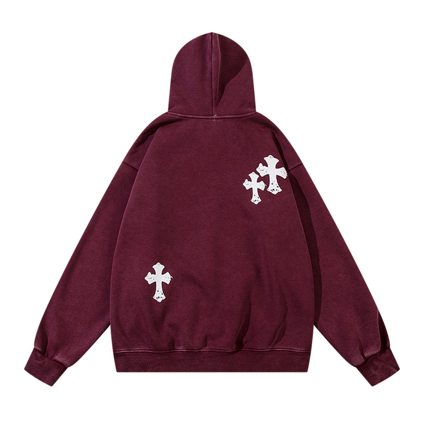 Washed Letter Print Fleece Lining Pullover Hoodie WN11498