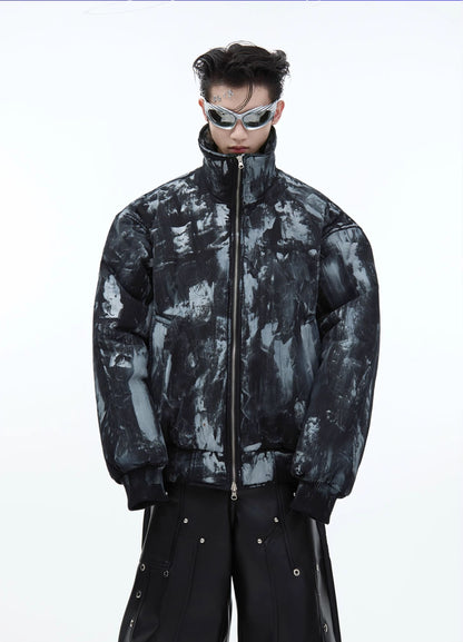 Hand-Paint High Neck Oversize Puffer Jacket WN9859