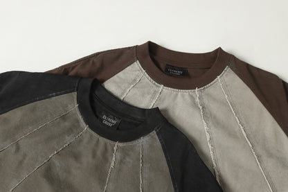 Washed Raw-Edge Splice Short Sleeve T-Shirt WN25743