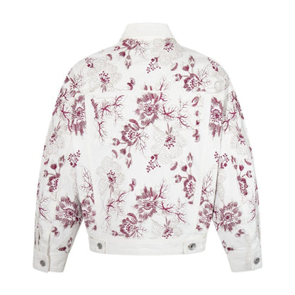 Floral Embroidery Washed Denim Jacket WN28064
