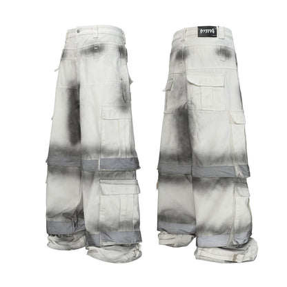 Spray Print Wide Leg Cargo Pants WN23110