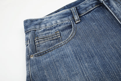 Embroidery Bead Wide Leg Short Denim Pants WN25628