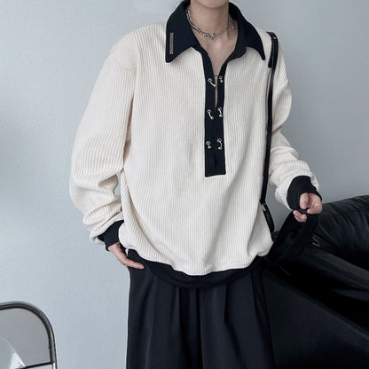 Metal Button Long Sleeve Polo Shirt WN19332