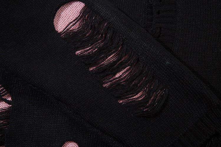 Damage Cutout Knit Sweater WN11444