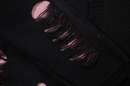 Damage Cutout Knit Sweater WN11444