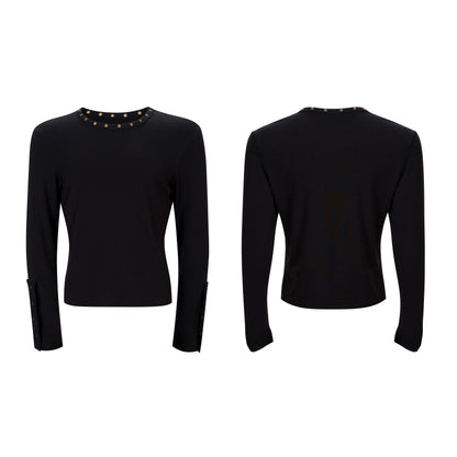 Metal Stud Design Long Sleeve T-Shirt WN21816