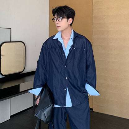 Plain Long Sleeve Shirt & Straight Pants Setup WN20483