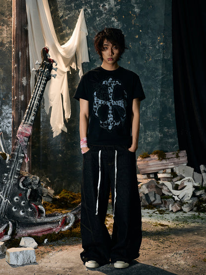 Cross Portrait Design Short Sleeve T-Shirt WN15865