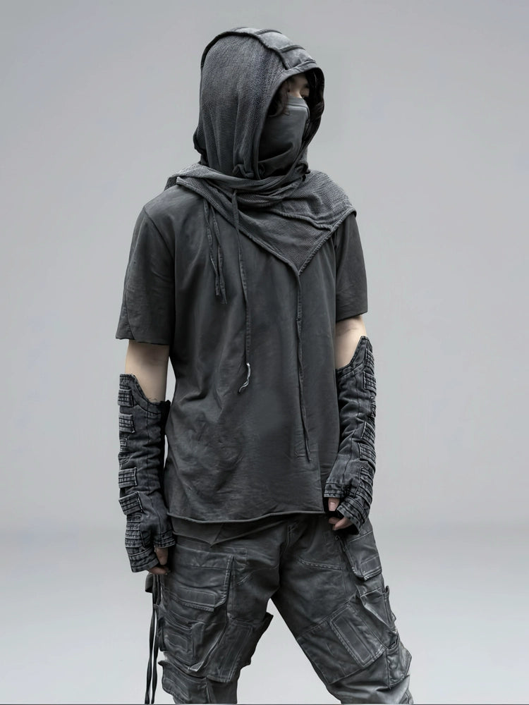 Asymmetric Layered Washed Short Sleeve T-Shirt WN21983