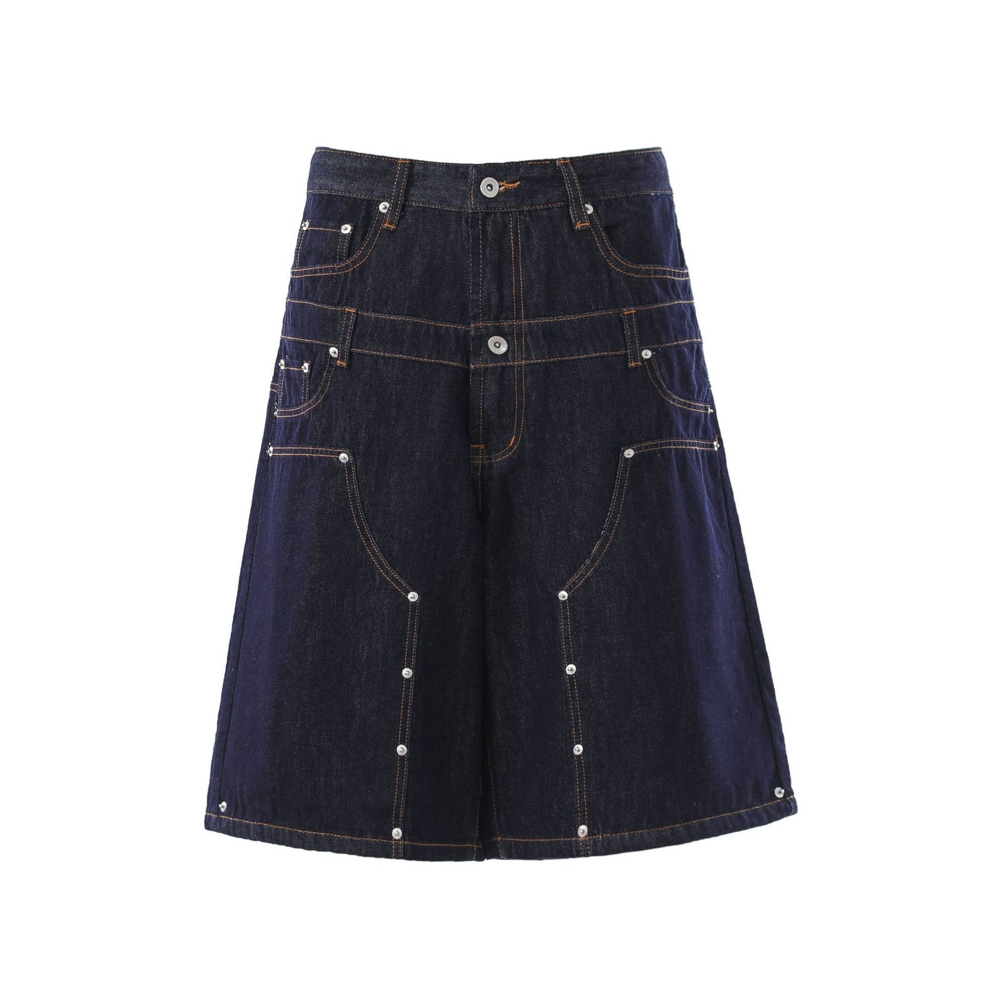Double Waist Wide Leg Cropped Denim Half Pants WN25930