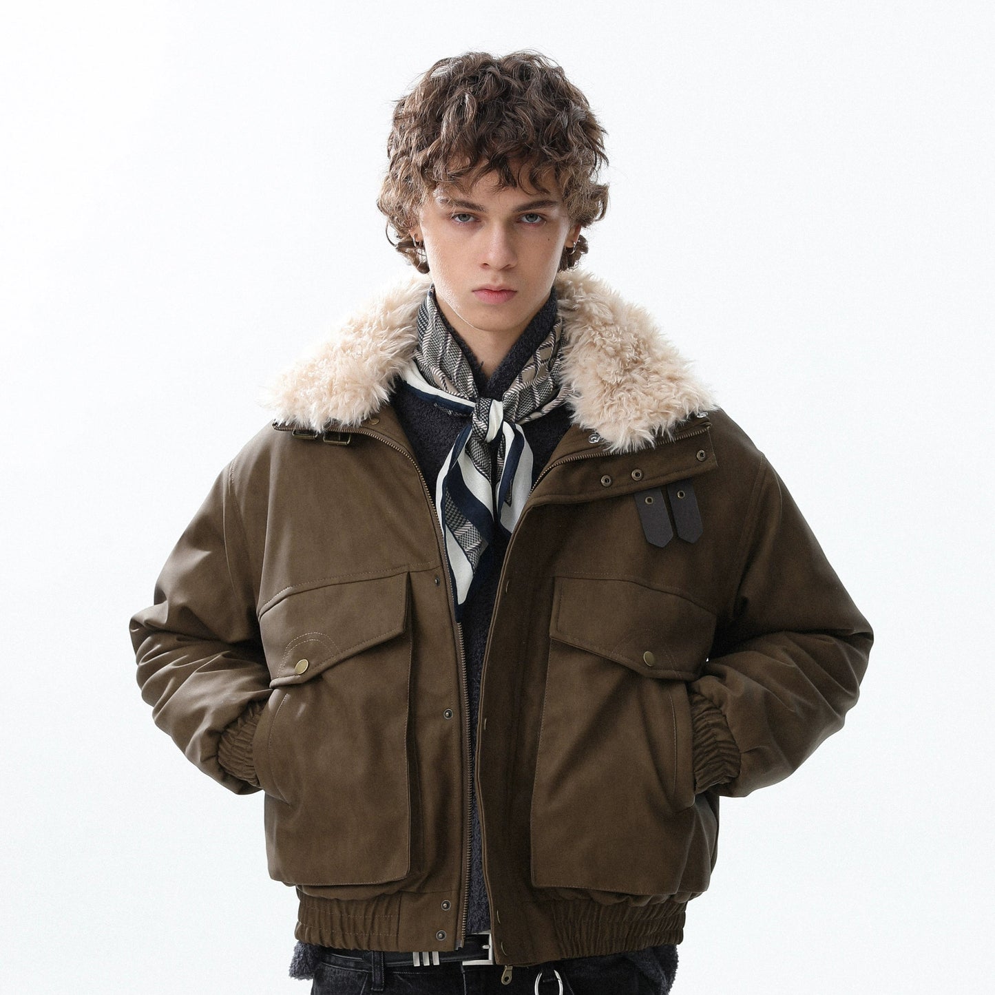 Fake Fur-Collar Large Pocket Thick Jacket WN22095