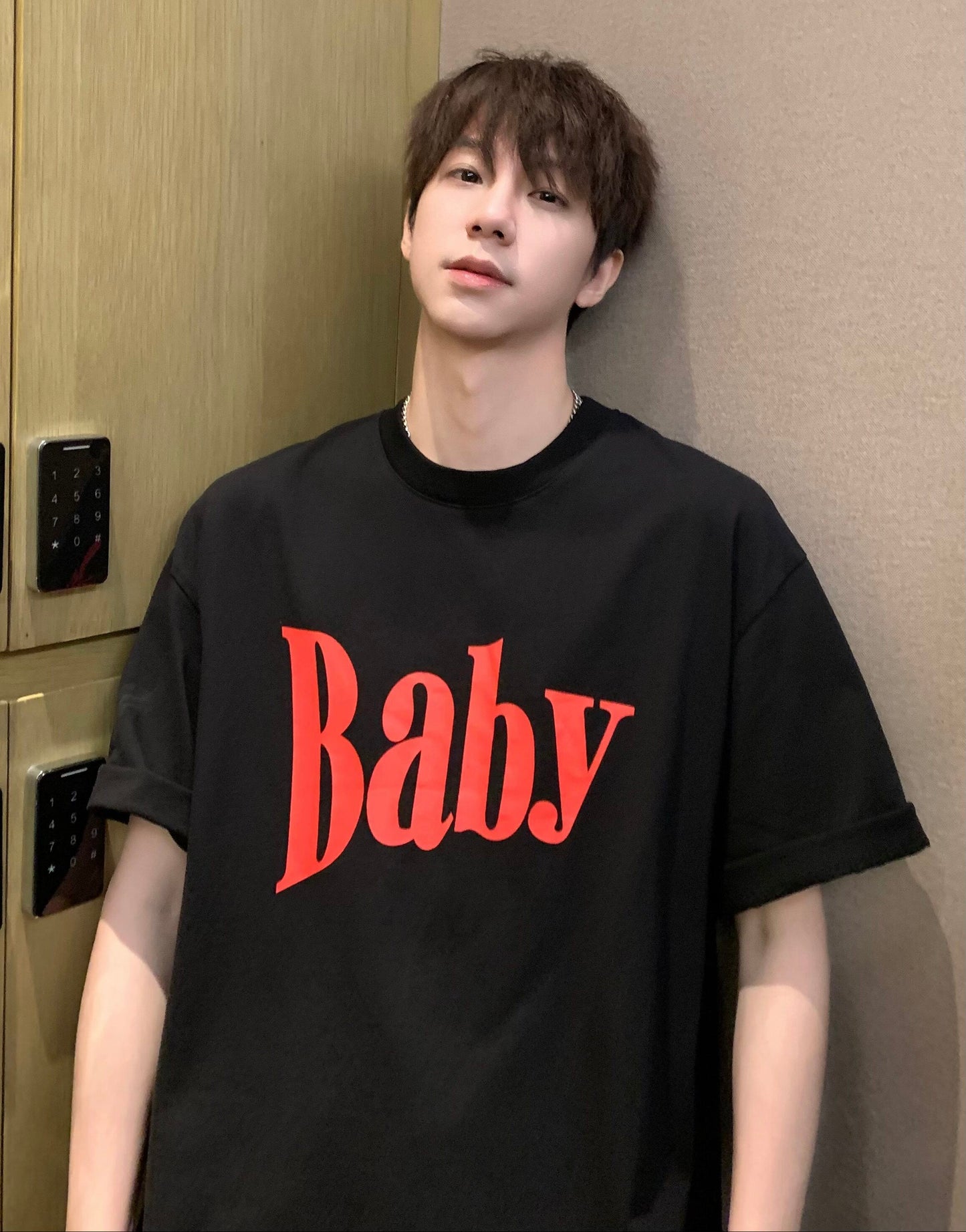 Heavyweight Letter Print Oversize Short Sleeve T-Shirt WN25277