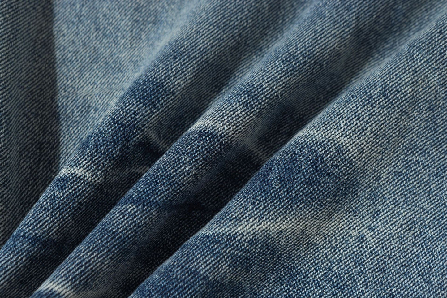Washed Whisker Damage Wide Leg Denim Jeans WN26121