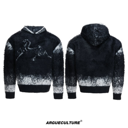 Fake Mink Fur Oversize Hooded Sweater WN23542