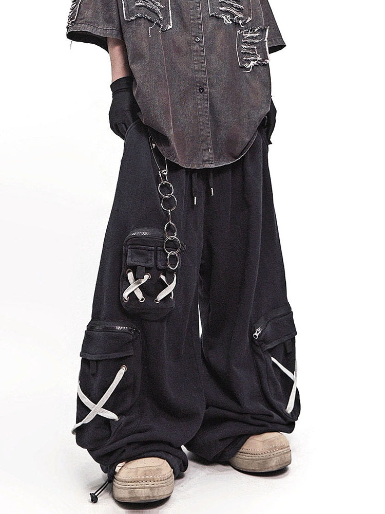 Multi Pocket Wide Leg Cargo Sweatpants WN23982