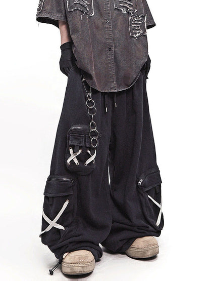Multi Pocket Wide Leg Cargo Sweatpants WN23982
