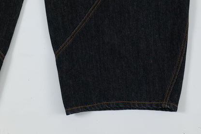 Patchwork Washed Straight-Leg Denim Jeans WN11327