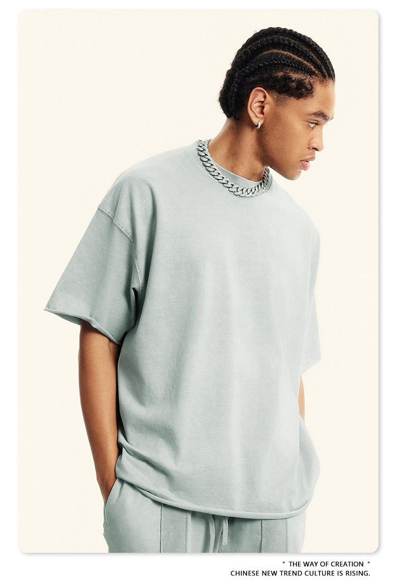 Washed Heavyweight Short Sleeve T-Shirt & Short Sweatpants Setup WN6167