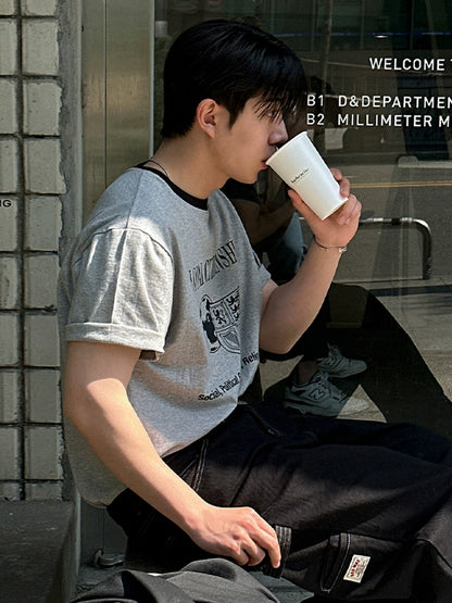 Colorblock Graphic Letter Print Oversize Short Sleeve T-Shirt WN20295