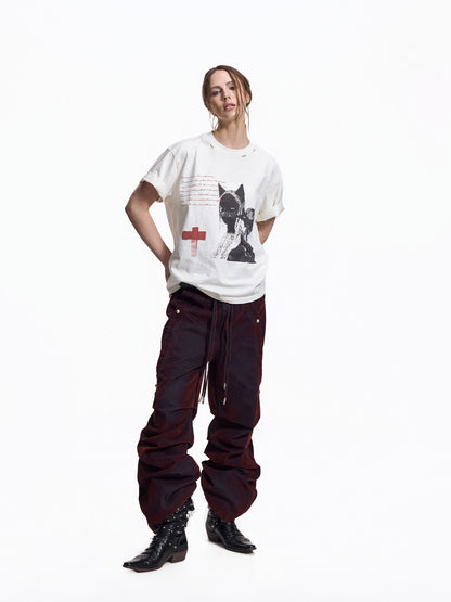 Washed Drawstring Wide Leg Pants WN27455