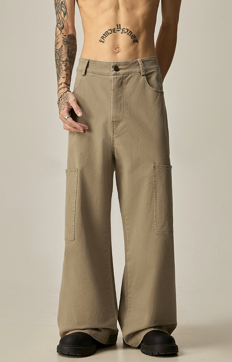 Washed Wide Leg Cargo Pants WN8965