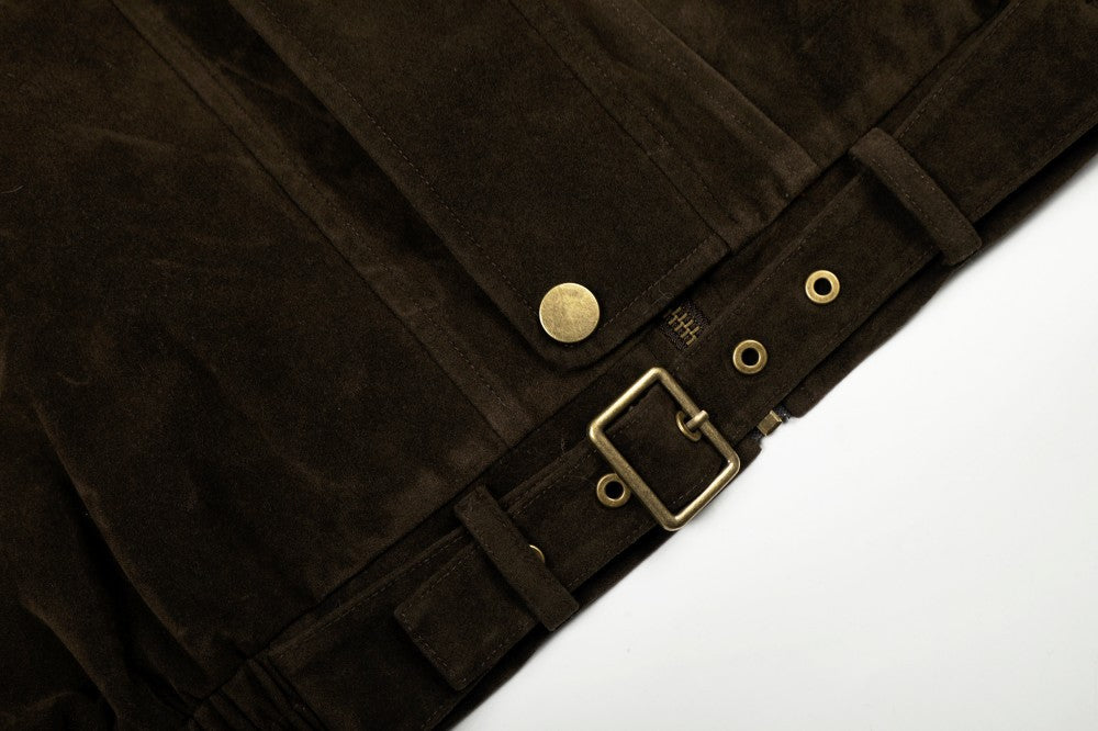 Suede Stand Neck Zipper Jacket WN27872