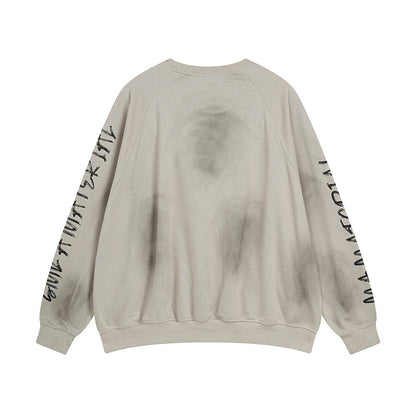 Dirty Washed Logo Print Sweatshirt WN25789