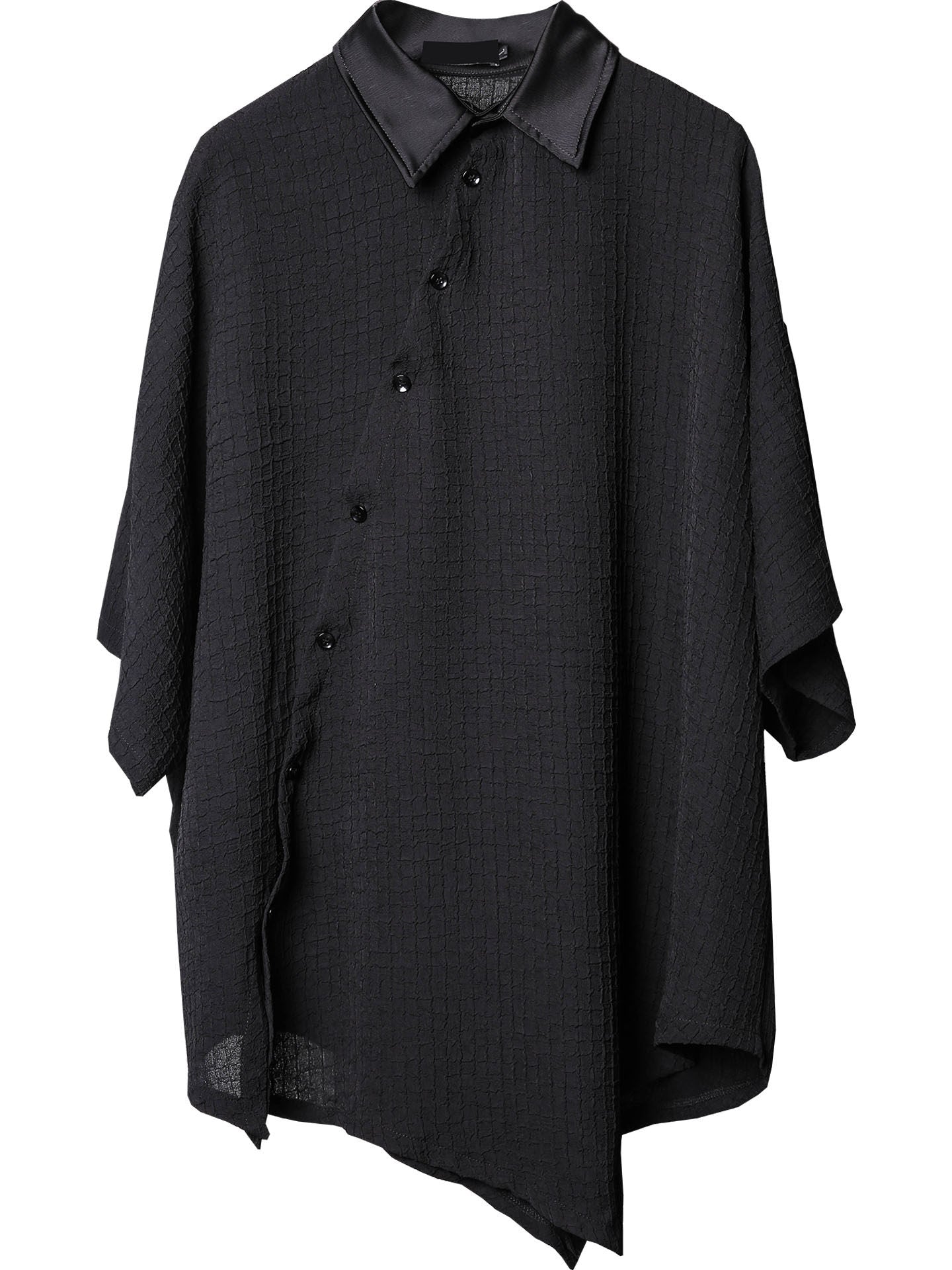 Irregular Texture Batwing Short Sleeve Shirt WN22569