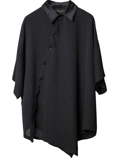 Irregular Texture Batwing Short Sleeve Shirt WN22569