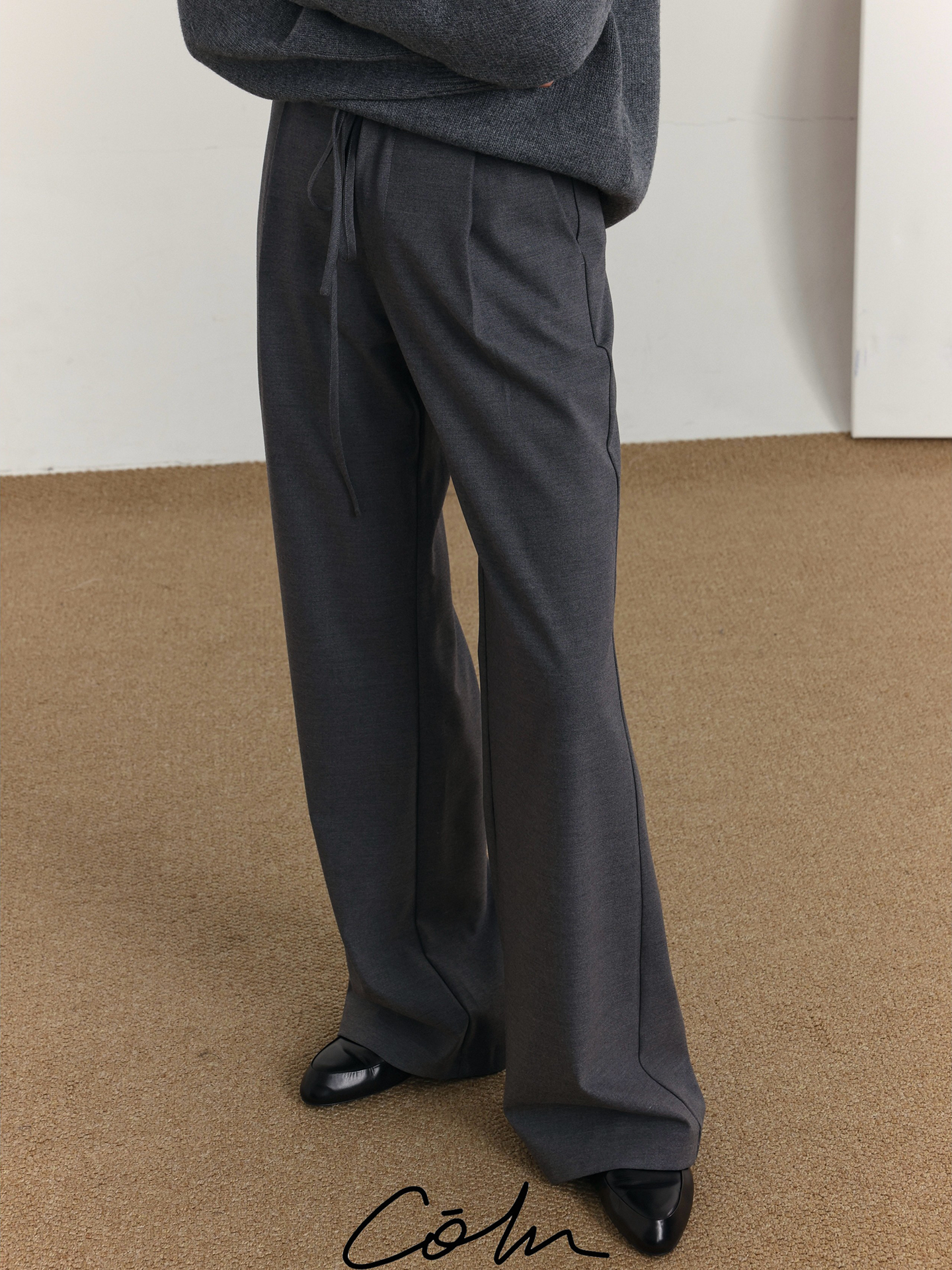 Drawstring Waist Flare Trousers WN21669