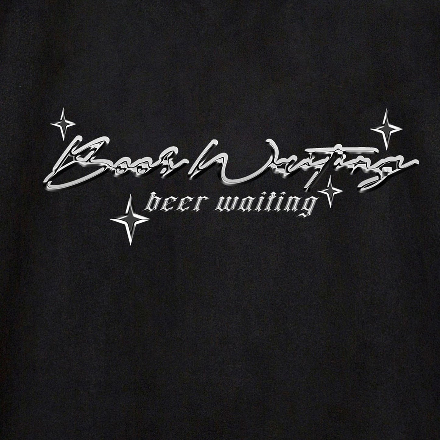 Text Embroidery Print Suede Short Sleeve T-Shirt WN16194