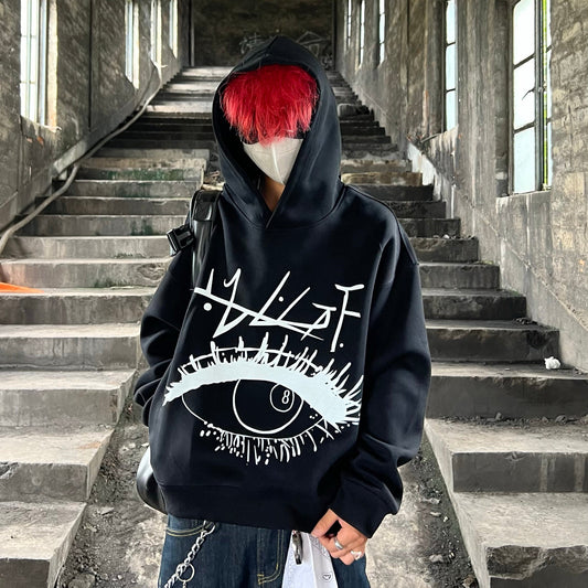 Eye Art Print Oversize Hoodie WN24083